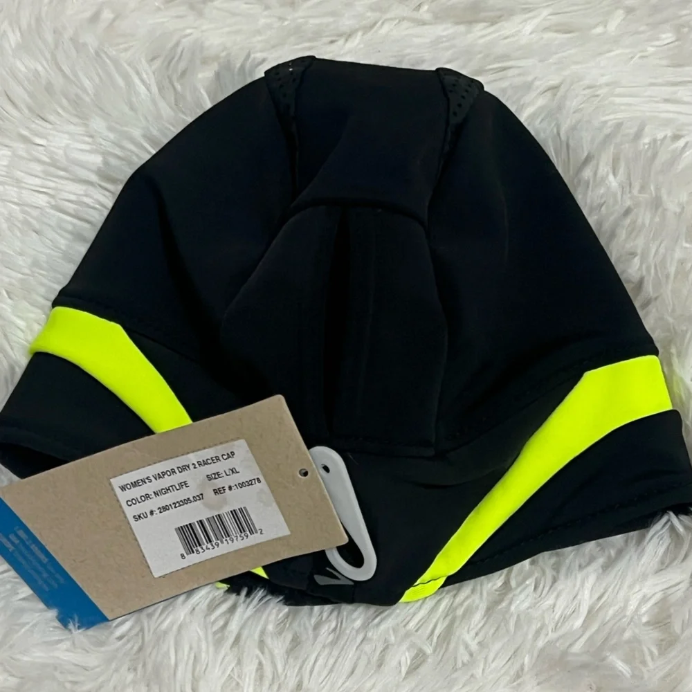 Brooks Women’s Vapor Dry 2 Racer Running Cap Hat Black Neon Yellow L/XL NWT